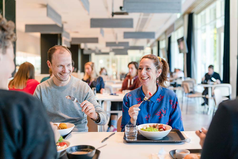 Employees having lunch together