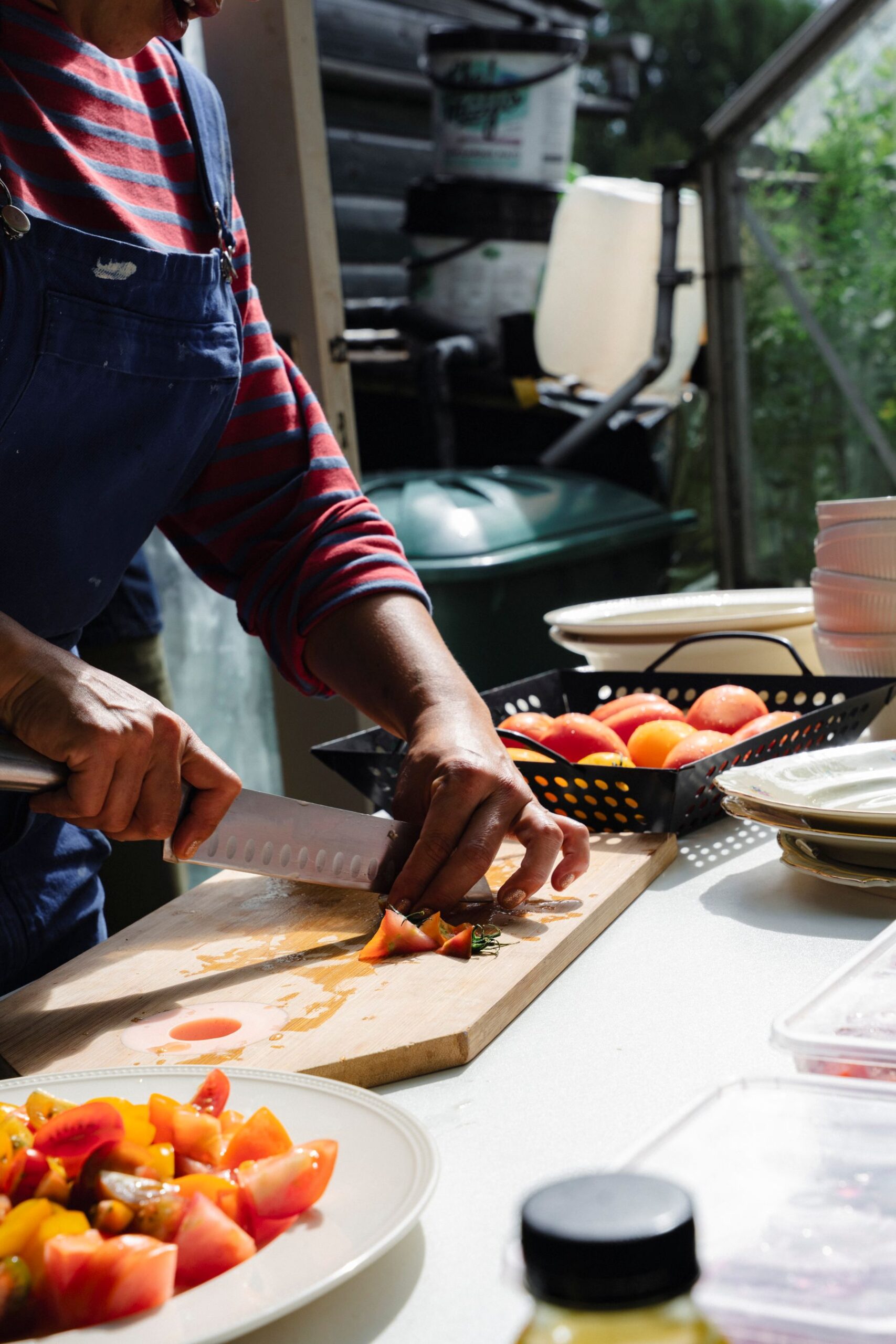 food curators chopping ingredients